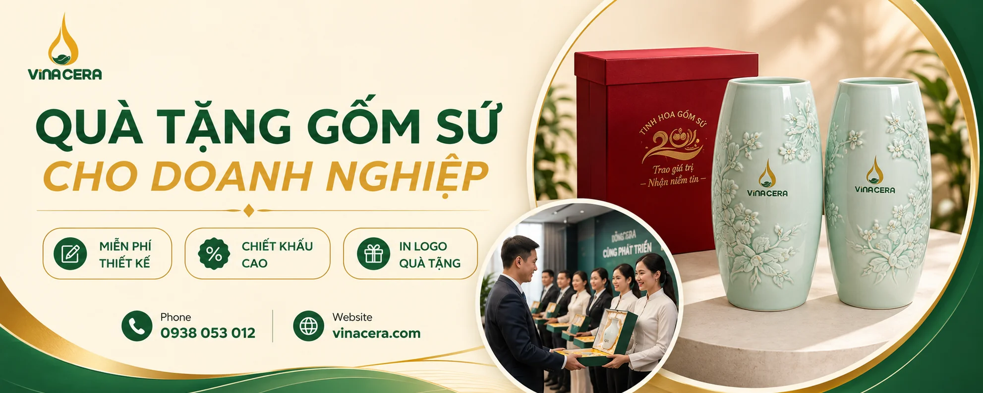 Trang chủ Banner quà tặng gốm sứ cho doanh nghiệp Vinacera thiết kế và in logo thương hiệu