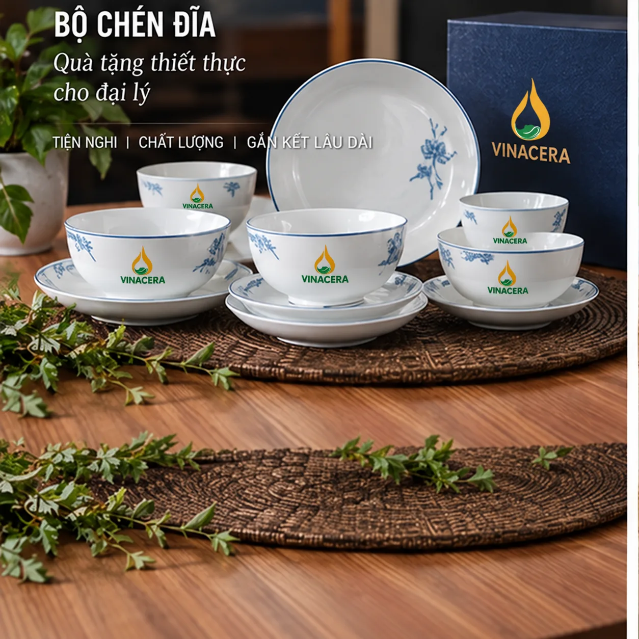 Quà Tặng Đại Lý Nên Chọn Gì? Gợi Ý Theo Doanh Số & Ngân Sách Bộ chén đĩa Vinacera làm quà tặng đại lý cuối năm