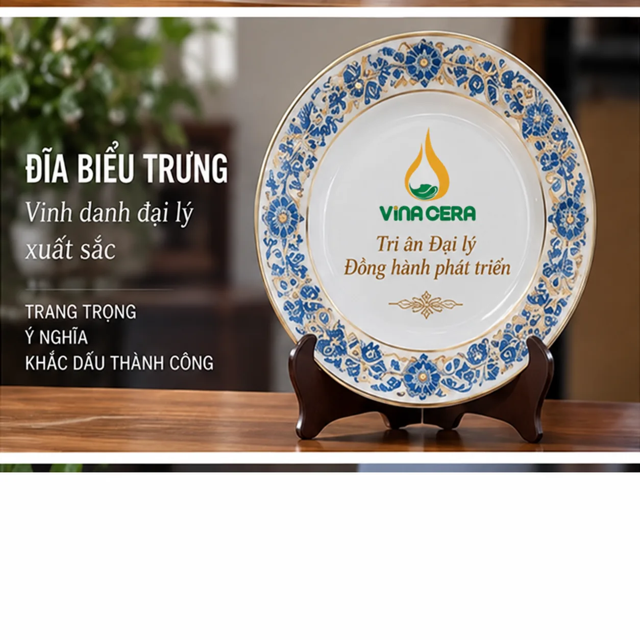 Quà Tặng Đại Lý Nên Chọn Gì? Gợi Ý Theo Doanh Số & Ngân Sách Đĩa biểu trưng Vinacera vinh danh đại lý xuất sắc