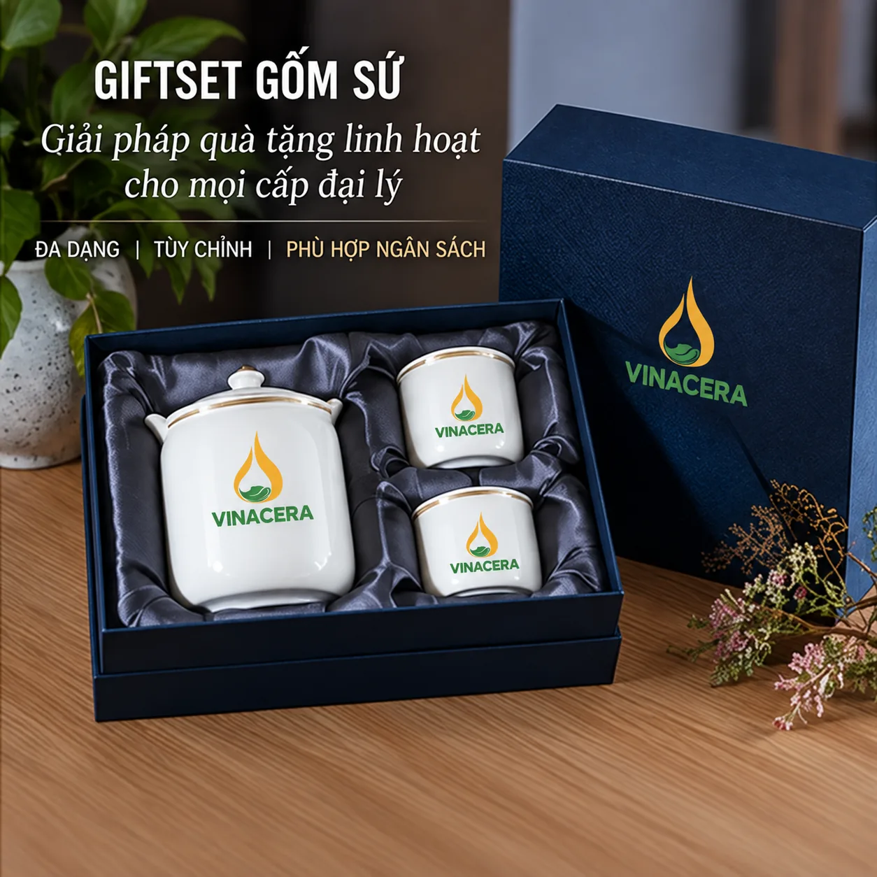 Quà Tặng Đại Lý Nên Chọn Gì? Gợi Ý Theo Doanh Số & Ngân Sách Giftset gốm sứ Vinacera làm quà tặng đại lý theo ngân sách