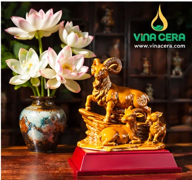 Tượng dê bằng gốm sứ linh vật Đinh Mùi 2027