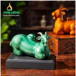 Tượng Dê Men Xanh Gốm Sứ Để Bàn 2027 Tuong De Men Xanh 2027 Vinacera