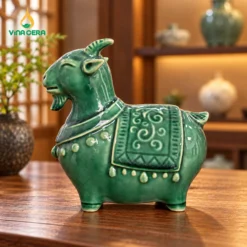 Tượng Dê Men Xanh Gốm Sứ Để Bàn 2027 – Linh Vật May Mắn, Bình An