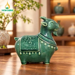 Tượng Dê Men Xanh Gốm Sứ Để Bàn 2027 – Linh Vật May Mắn, Bình An