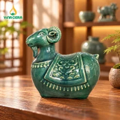 Tượng Dê Men Xanh Gốm Sứ Để Bàn 2027 – Linh Vật May Mắn, Bình An