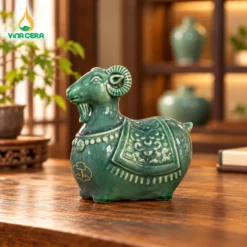 Tượng Dê Men Xanh Gốm Sứ Để Bàn 2027 – Linh Vật May Mắn, Bình An