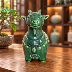 Tượng Dê Men Xanh Gốm Sứ Để Bàn 2027 – Linh Vật May Mắn, Bình An